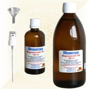 Magnesiumöl 700 100 ml plus Sprühkopf plus Trichter plus 500 ml Nachfüllflasche