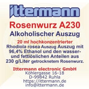 Etikett Rosenwurz A230 Alkoholischer Auszug 20 ml